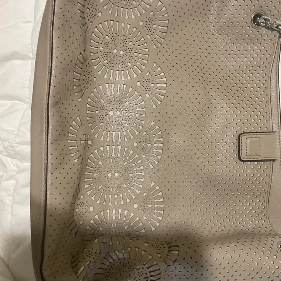 Tory Burch tan grayish shoulder handbag - Picture 4 of 8